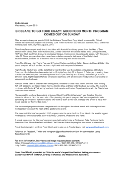 brisbane to go food crazy: good food month program comes out on