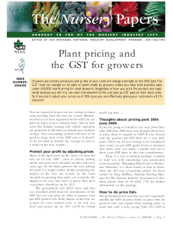 Plant pricing and the GST for growers