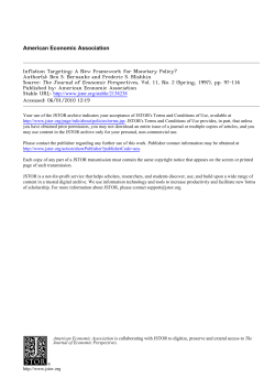 Inflation Targeting: A New Framework for Monetary Policy?