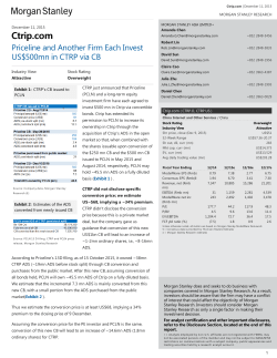 Ctrip.com: Priceline and Another Firm Each Invest US$500mn in