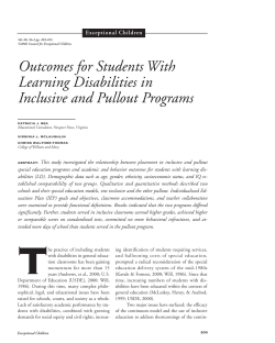 Outcomes for Students With Learning Disabilities in Inclusive and