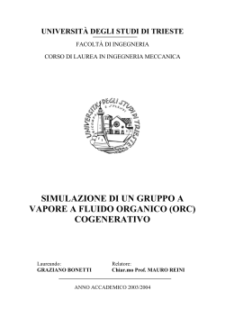SIMULAZIONE DI UN GRUPPO A VAPORE A FLUIDO ORGANICO