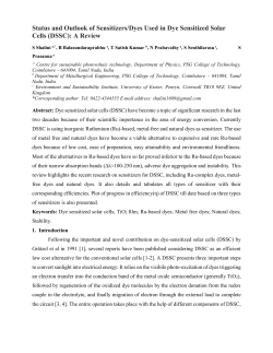 Status and Outlook of Sensitizers Dyes Used in Dye Sensitized