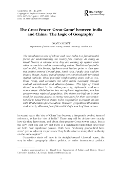 GeopoliticsThe Great Power `Great Game` between India and China