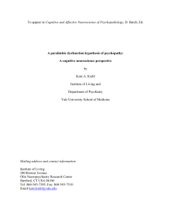 To appear in Cognitive and Affective Neuroscience of