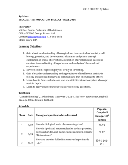 2016 BIOC 201 Syllabus Syllabus BIOC 201