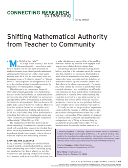 Shifting Mathematical Authority from Teacher to Community