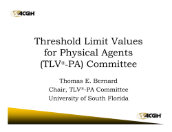 Threshold Limit Values for Physical Agents (TLV&reg;-PA)