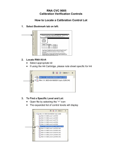 RNA CVC 9005 Calibration Verification Controls How to Locate a