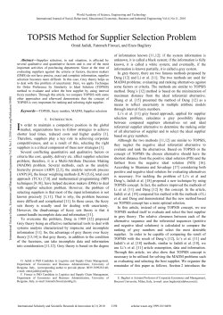 TOPSIS Method for Supplier Selection Problem