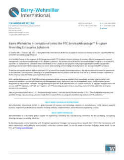Barry-Wehmiller International Joins the PTC ServiceAdvantage