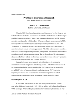 profiles in operations research