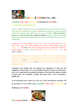 A prelude to the color of food and our health