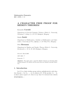 a character free proof for r´edei`s theorem