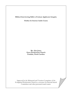 Biblical Interviewing Skills to Evaluate Applicants Integrity Outline for