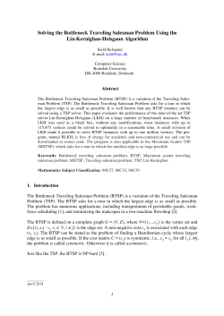 Solving the Bottleneck Traveling Salesman Problem Using
