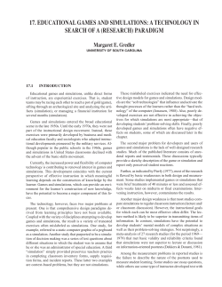 17. EDUCATIONAL GAMES AND SIMULATIONS: A TECHNOLOGY