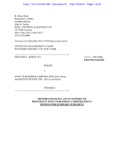 Memorandum of Law in Support of Defendent West Publishing
