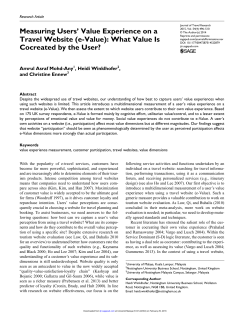 Measuring Users` Value Experience on a Travel Website