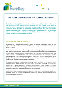 THE COVENANT OF MAYORS FOR CLIMATE AND ENERGY