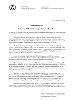 Next round of UN Climate Change talks start in Bonn, June 3