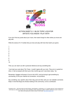 action sheet 6.1: blog topic locator artists you know / play with