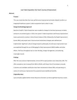 Lean Talent Acquisition: One Team`s Journey of Improvement
