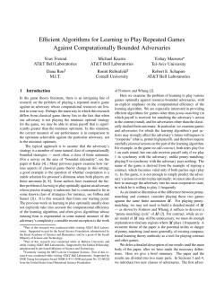 Efficient Algorithms for Learning to Play Repeated Games Against