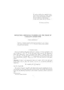 Reflection, Bernoulli numbers and the proof of Catalan`s conjecture.