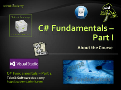 C# Programming - Part I - Introduction