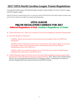 2017 USTA North Carolina League Tennis Regulations