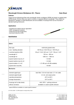 Wavelength Division Multiplexer (GI - Fibers) Data Sheet