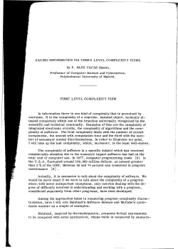 FACING INFORMATICS VIA THREE LEVEL COMPLEXITY VIEWS