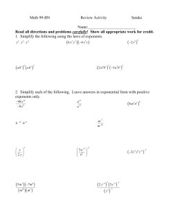 Exponents and Graphing Review