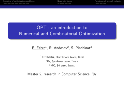 OPT : an introduction to Numerical and Combinatorial Optimization