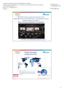 1 Water security and disaster risk reduction Global multi