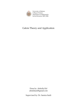 Galois Theory and Application