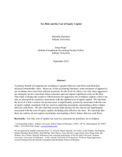 Tax Risk and the Cost of Equity Capital Michelle Hutchens Indiana