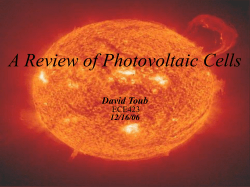 A Review of Photovoltaic Cells - Electrical and Computer Engineering