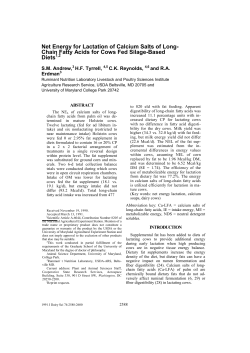 Net Energy for Lactation of Calcium Salts of Long