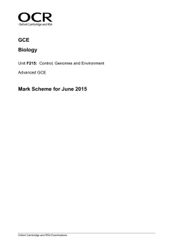 Mark scheme F215 Control, Genomes and Environment June