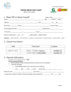 SPRING BREAK GOLF CAMP 1 Please Tell Us About Yourself 2