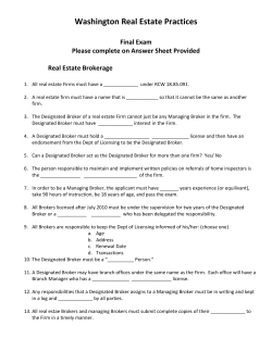 Washington Real Estate Practices