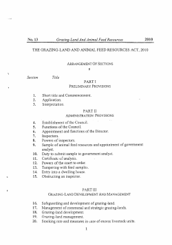 The Grazing Land and Animal Resources Act No 13, 2010
