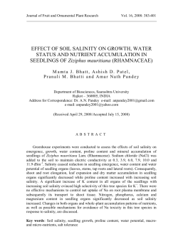 EFFECT OF SOIL SALINITY ON GROWTH, WATER STATUS AND