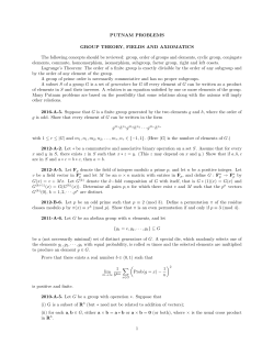 PUTNAM PROBLEMS GROUP THEORY, FIELDS AND