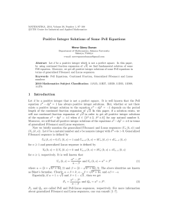 Positive Integer Solutions of Some Pell Equations