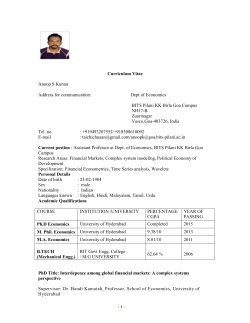 Dept of Economics BITS Pilani KK Birla Goa Campus NH17