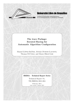 The irace Package: Iterated Racing for Automatic Algorithm