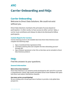 Carrier Onboarding and FAQs - Airlines Reporting Corporation